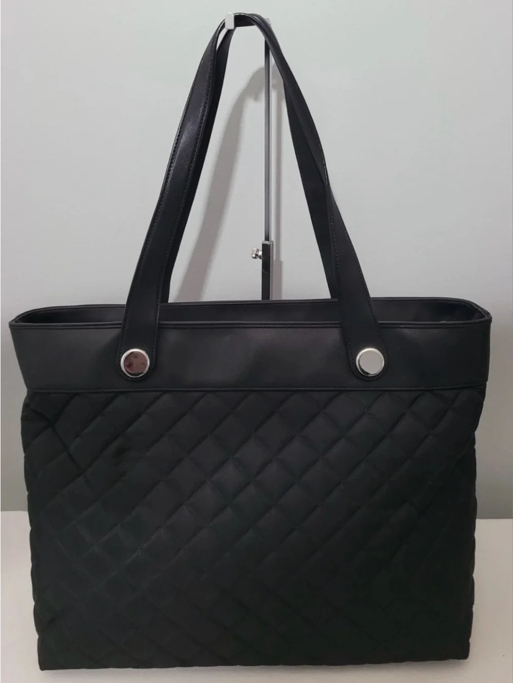 Kimono London Black Quilted Tote Purse Laptop Bag